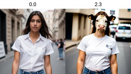 a woman standing wearing white shirt, jeans, day <lora:cow_500steps:0.0> in street, short sleeve, 8k,4k, high resolution, detailed