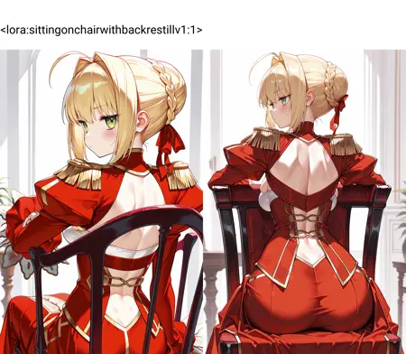 sitting on chair with backrest [背もたれ付き椅子]  <ILL>