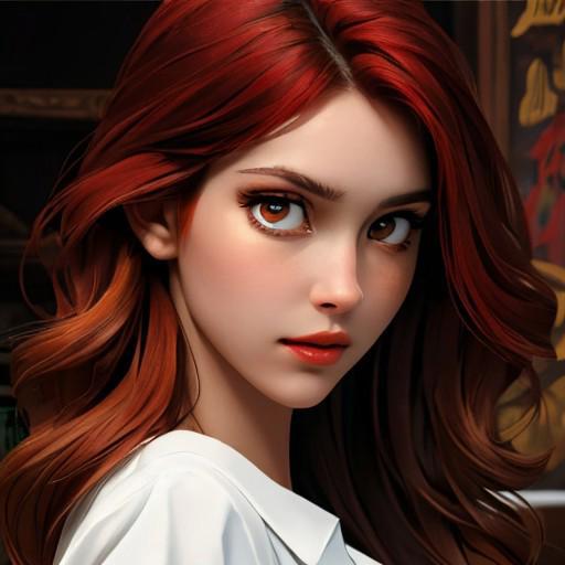 stone room, beautiful eyes, (brown eyes), (beautiful girl), 18 years old, high detail skin, (high detail eyes), highres, (ultra detailed), (high detail face), (highly detail face), (good face), (good noise), (masterpiece), (best quality), photorealistic, 1girl, long hair, (red hair), big breasts, big boobs, big tits, (standing), white skin, half body