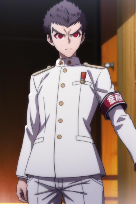 kiyotakaishimaru, <lora:kiyotaka ishimaru s1-lora-nochekaiser:1>,
kiyotaka ishimaru, short hair, bangs, black hair, (red eyes:1.3), male focus, very short hair,
BREAK long sleeves, jacket, pants, uniform, white jacket, armband, pocket, medal,
BREAK outdoors, classroom,
BREAK looking at viewer, (cowboy shot:1.5),
BREAK <lyco:GoodHands-beta2:1>, (masterpiece:1.2), best quality, high resolution, unity 8k wallpaper, (illustration:0.8), (beautiful detailed eyes:1.6), extremely detailed face, perfect lighting, extremely detailed CG, (perfect hands, perfect anatomy),