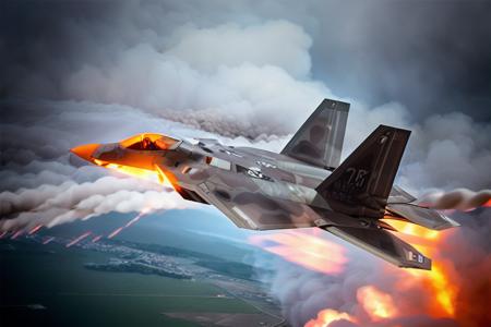 analog gloomy aerial photo of a (F-22 Raptor plane, <lora:r4pt0r:1>), (from behind), ((nighttime)), (flying low through a city on fire), (explosions in the background), (tracer gunfire),  High Detail, Sharp focus, (photorealism), realistic, best quality, 8k, award winning, dramatic lighting, epic, cinematic, masterpiece, rim light, (action movie), war,  depth of field, dutch angle, motion blur,