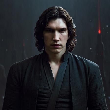 Dark Fantasy Art of  <lora:Ben Solo:1>
Ben Solo a man with long hair and a black shirt in star wars universe, dark, moody, dark fantasy style