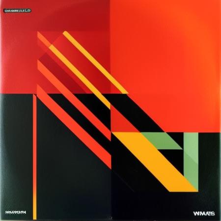 An abstract album cover art with a geometric pattern and a bold color scheme of red and black, in the style of electronic music.