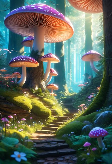 masterpiece, best quality, high quality,extremely detailed CG unity 8k wallpaper, An enchanting and dreamy scene of a fantasy forest, with towering trees, glowing mushrooms, and hidden fairy glens, creating a sense of mystique and enchantment, artstation, digital illustration, intricate, trending, pastel colors, oil paiting, award winning photography, Bokeh, Depth of Field, HDR, bloom, Chromatic Aberration ,Photorealistic,extremely detailed, trending on artstation, trending on CGsociety, Intricate, High Detail, dramatic, art by midjourney