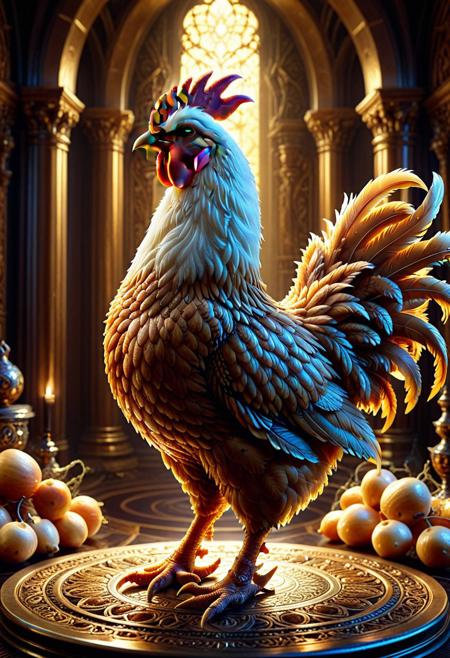 score_9,score_8_up,score_7_up,score_6_up, masterpiece,cs-l3ath3r, chicken, shnywrld,digital art, Ambient lighting, D&D, illustration, ornate, fantastic aesthetic, professional fine composition, inspired, creative