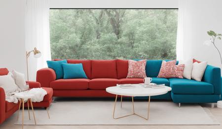 <lora:Mr_MC_HomeV1:0.5>,HD photography,Interior design,Artistic chandeliers,floor lamp,rug,Interior lighting,Mr_MC_HomeV1，Red sofa, blue chair