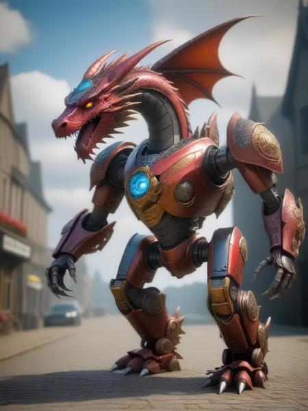 Mech dragon, Videogame style, Vibrant, cute, cartoony, fantasy, playful, alex timmermans and beth conklin, <lora:more_details:0.5>, <art by mooncryptowow:0.3>,