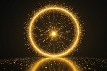 Movie still. Inside dataviz gold volumetric caustics, sparkling magical plasma aura,  Mist