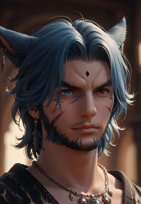 Face 2 Male Miqo'te - FFXIV LoRa - PonyXL