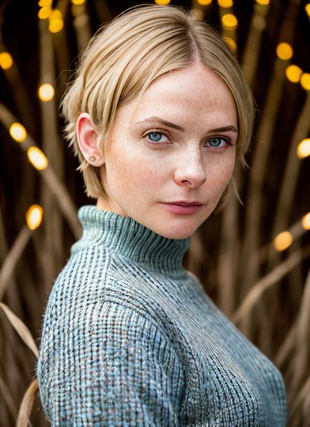 closeup portrait of skswoman, regretful , wearing sweater , with silver Shag haircut , background corn maze epic (photo, studio lighting, hard light, sony a7, 50 mm, matte skin, pores, colors, hyperdetailed, hyperrealistic), <lyco:Rebecca Ferguson:1.2>