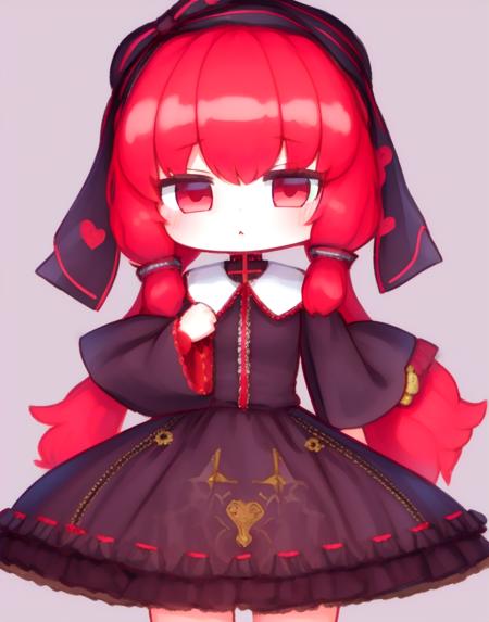 masterpiece, best quality, highly detailed, 1girl, solo, BScon style, white background, cute, Sekibanki, chibi,