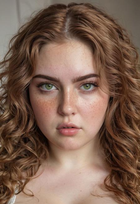 1girl, 25yearsold, 1/4desi 25%, upper body, torso, full body, ugly model, thin upperlip, pouting, stinkface, furled brow, flared nostrils, wide mouth, look of disgust Long thick Maxi Skirt, Knit tube top, swept back hair, curvy, plump, bbw, chubby, fat, fatface, wide lips, slightfrown, big nose, thinupperlip, hugetits, drooping breasts, massivebreasts, busty, wide nose, cleavage, seductive expression, identical eyes, identical pupils, slight frown, (soft angle medium arch eyebrows), identical pupils, deepset eyes, convex nose bridge, lowered nose tip, high cheek bones, pointed chin, oval head, flat face, underbite, dimples, monolid eyes, wide jaw, pointy chin, 
 working at a clothing store, perfect eyes, highly detailed beautiful expressive eyes, detailed eyes, 35mm photograph, film, bokeh, professional, 4k, highly detailed dynamic lighting, photorealistic, 8k, raw, rich, intricate details, identical iris, curly lightbrown hair, pale skin, freckles, (Greeneyes 1:1),