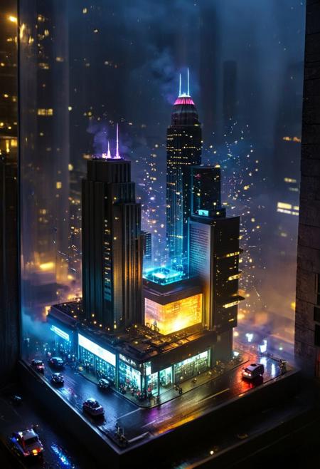 A hyper-detailed miniature diorama of a futuristic cyberpunk city built inside a broken light bulb. Neon-lit skyscrapers rise within the glass, with tiny flying cars zipping between buildings. The streets are bustling with miniature figures, glowing billboards, and tiny street vendors selling holographic goods. Electrical sparks flicker from the bulb's shattered edges, blending technology with an otherworldly vibe. Mist swirls around the base, giving a sense of depth and mystery. The background is dark, enhancing the neon reflections on the glass, creating a mesmerizing sci-fi atmosphere.
Macro detailed realism style photograph