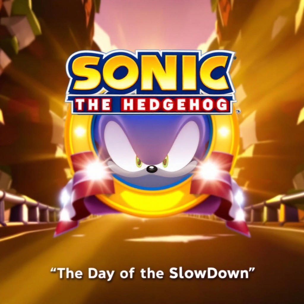 Sonic The Hedgehog Movie Title Logo, tagline "The Day of the SlowDown"