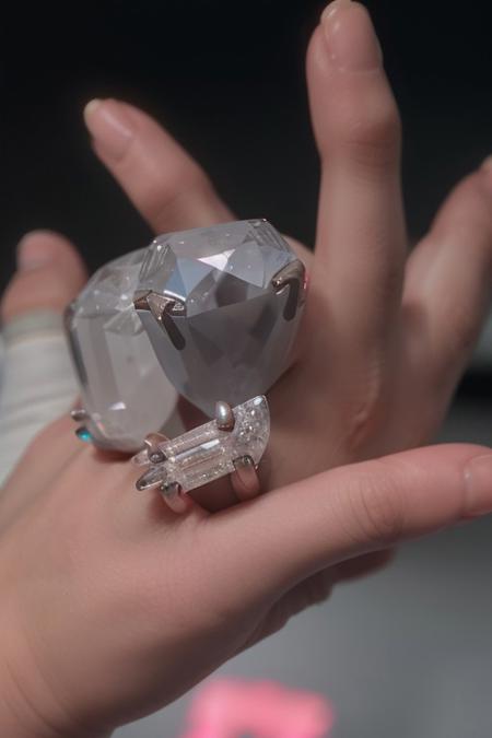 gorgeous neon diamond, close up, side view,