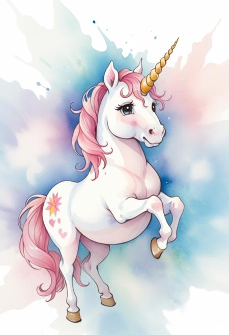 Cute Silly Watercolor | Water on a Boarding SDXL