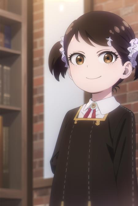 beckyblackbell, <lora:becky blackbell s1-lora-nochekaiser:1>,
becky blackbell, black hair, hair ornament, twintails, hairclip, scrunchie, hair scrunchie, (brown eyes:1.5), smile,
BREAK long sleeves, dress, school uniform, socks, black dress, eden academy school uniform,
BREAK indoors, classroom,
BREAK looking at viewer, (cowboy shot:1.5),
BREAK <lyco:GoodHands-beta2:1>, (masterpiece:1.2), best quality, high resolution, unity 8k wallpaper, (illustration:0.8), (beautiful detailed eyes:1.6), extremely detailed face, perfect lighting, extremely detailed CG, (perfect hands, perfect anatomy),