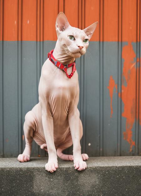 sphynx <lora:sphynxCATlora:1> as spiderman suit in city