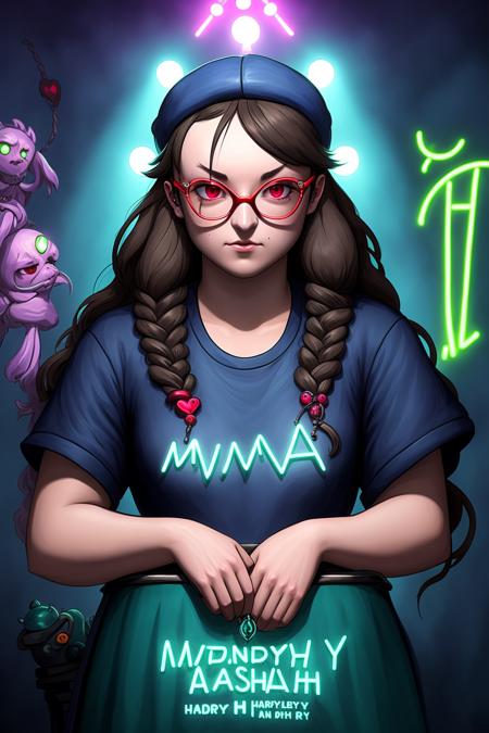 bellaramsey as a shopkeeper, highly detailed, neon