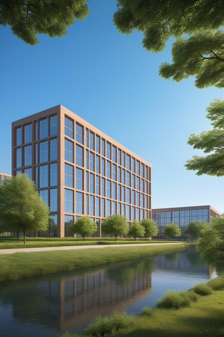 (masterpiece), best quality,8K,no humans, outdoors,
chanyeyuan,industrial park,
building, scenery,blue sky, city,(grass:0.7), day,(tree:0.6),water,window,  <lora:ZSIndustrialParkV1.0-000046:0.5>