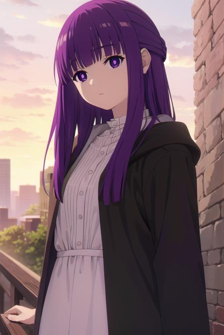 fern, <lora:fern-lora-nochekaiser:1>,
fern, long hair, bangs, (purple eyes:1.1), purple hair, sidelocks, blunt bangs, bright pupils, half updo,
BREAK shirt, dress, jacket, white shirt, open clothes, hood, white dress, hood down,
BREAK looking at viewer, upper body, (full body:1.2),
BREAK outdoors, sky, nature,
BREAK <lyco:GoodHands-beta2:1>, (masterpiece:1.2), best quality, high resolution, unity 8k wallpaper, (illustration:0.8), (beautiful detailed eyes:1.6), extremely detailed face, perfect lighting, extremely detailed CG, (perfect hands, perfect anatomy),