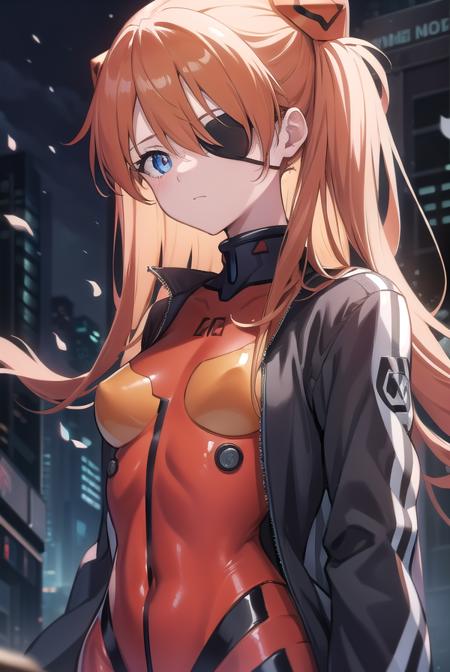 asukalangley, <lora:asukalangley:1>, asuka langley soryu, blue eyes, hair between eyes, headgear, interface headset, orange hair,
BREAK bodysuit, (eyepatch:1.2), hair between eyes, hat, jacket, long sleeves, open clothes, open jacket, plugsuit, red bodysuit,
BREAK outdoors, city,
BREAK looking at viewer, BREAK <lora:GoodHands-vanilla:1>, (masterpiece:1.2), best quality, high resolution, unity 8k wallpaper, (illustration:0.8), (beautiful detailed eyes:1.6), extremely detailed face, perfect lighting, extremely detailed CG, (perfect hands, perfect anatomy),