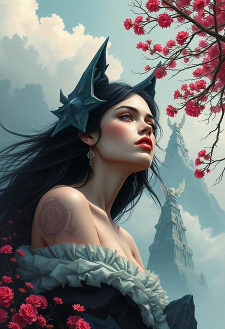 Dreamscape Dreamscape Dreamscape concept art (style of Conrad Roset) (portrait). digital artwork, illustrative, painterly, matte painting, highly detailed . Surreal, ethereal, wolfcut