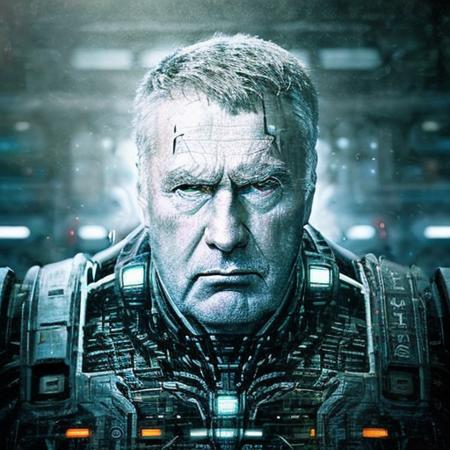 <lora:zhirik:1> Photo portrait of the old man is a colossal cyborg chosen one, world from digital symbols, black and green colors, matrix style, pacific rim style