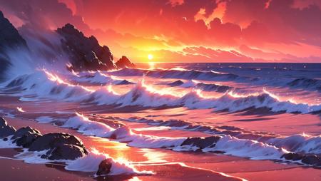 <lora:niji_vn_bg:1>, niji_vn_bg, no humans,
Minimalism, fog, blurred out of focus, An realistic photo, full red molten sun over ocean in high winter waves, stunning night, peaceful