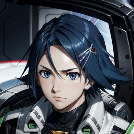 hayate immelmann\(macross delta\), solo, 1boy, looking at viewer, male focus, blue eyes, blue hair, short hair, hair behind ear, pilot suit, close-up<lora:Hayate_Immelmann_No_commercial_use_is_allowed_LoRA:0.6>