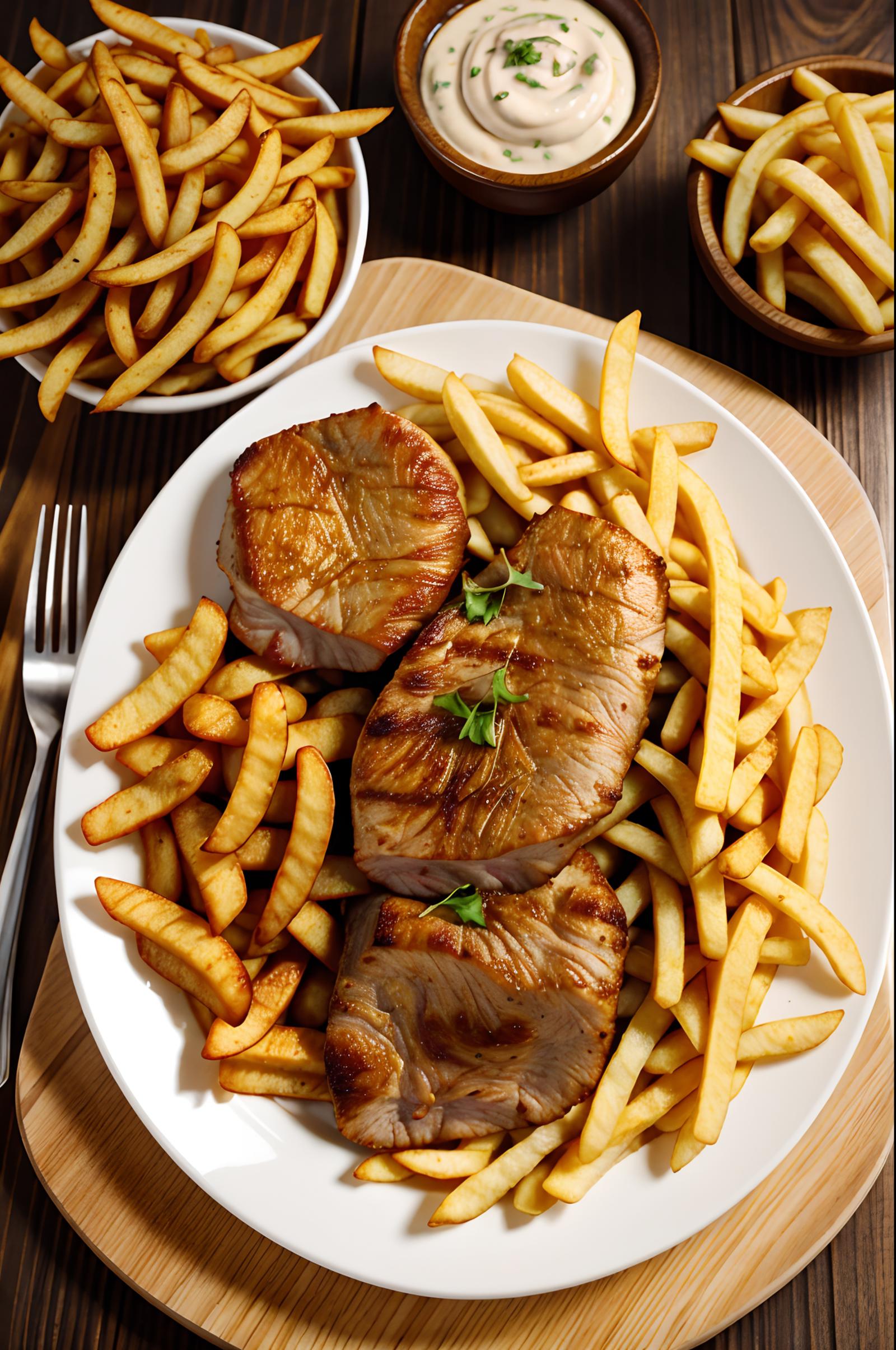 A Plate of Meat and Fries