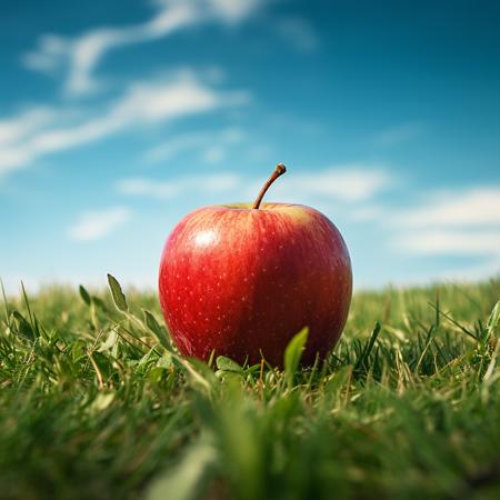 apple on a grass field