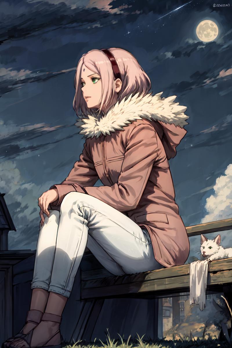 Sakura Haruno sitting PNG Image