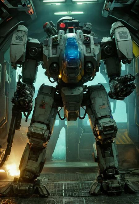 Pacific Rim Striker Eureka, Giant Mecha, Streamlined design, Striker Eureka, 76m tall mecha, white and gray armor with red accents, streamlined combat mecha, six-missile launcher on chest, retractable tungsten spring blades on arms, hydraulic joints with exposed gears, blue glowing cockpit and sensors, plasma thrusters on back, dynamic combat pose, cyberpunk lighting, cinematic details, 8k resolution, sci-fi military design, mechanical weathering effects,
very realistic photography, (peeing sound effects:1.3),
Oil leak,