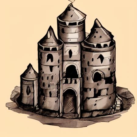 sd15_journalSketch, detailed illustration of a medieval castle, centered, full view