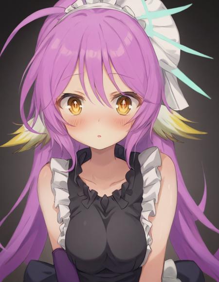 jibril (no game no life), 1girl, maid costume, maid, maid headdress, black dress, blush, upper body <lora:Jibril:0.8>