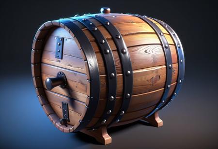 fcNeg, a wooden barrel with metal rivets, stylized pbr, barrel chested, stylized game art, stylized 3 d, object concept art, 3 d icon for mobile game, game asset, game icon stylized, polycount, stylized shading, 3 d render stylized, stylized pbr materials, rpg game item, trending on polycount