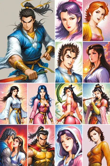 [illustrious XL] 10 in 1，《神雕侠侣》《天龙八部》《射雕英雄传》黄玉郎/邱福龙 -港漫 Artist Style