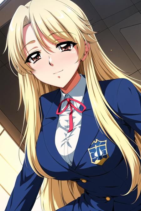 (day),Simple White Background,
Standing at attention,
blazer,blue suit ,red bow tie,neck ribbon, ribbon, school uniform,long sleeves,
<lora:Midori_Shouji_Houkago2-KK77-V1:0.7>,
blonde hair,long hair, Bangs,, hair ribbon, Blue_Eyes,
<lora:Mariana_Luciano_NON_VIRGIN-KK77-V1:0.3>,<lora:more_details:0.1>,
1 girl, 20yo,Young female,Beautiful Finger,Beautiful long legs,Beautiful body,Beautiful Nose,Beautiful character design, perfect eyes, perfect face,expressive eyes,perfect balance,
looking at viewer,(Focus on her face),closed mouth, (innocent_big_eyes:1.0),Light_Smile,
official art,extremely detailed CG unity 8k wallpaper, perfect lighting,Colorful, Bright_Front_face_Lighting,shiny skin, 
(masterpiece:1.0),(best_quality:1.0), ultra high res,4K,ultra-detailed,
photography, 8K, HDR, highres, absurdres:1.2, Kodak portra 400, film grain, blurry background, bokeh:1.2, lens flare, (vibrant_color:1.2),professional photograph, 
(Beautiful,large_Breasts:1.4), (beautiful_face:1.5),(narrow_waist),