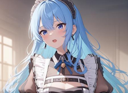  <lora:Hochimachi_fix_bg:1> blue hair, virtual youtuber, 1girl, blue eyes, looking at viewer, star (symbol), long hair, smile, bangs, gloves, side ponytail 1st_costume 3rd_costume 4th_costume 5th_costume 6th_costume 7th_costume 8th_costume new_year_costume_2020, kimono school outfit