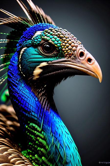 Create a photorealistic close up image of a peacock, feathers,vibrant colors and dark background, highly detailed, aesthetic, great lighting, extremely detailed,  award winning, perfect composition, a rich and complex image of nature, a vibrant tissue of hues and textures captured digitally, best quality, realistic, captivating, intricately detailed, hyper detailed, maximalist style, photorealist, sharp focus, dynamic lighting, superb composition, finest details, highest aesthetics, best quality, sharp focus, high contrast, stylized, clear, colorful, ultra quality, 8k, best quality, masterpiece,midjourneyv6.1,