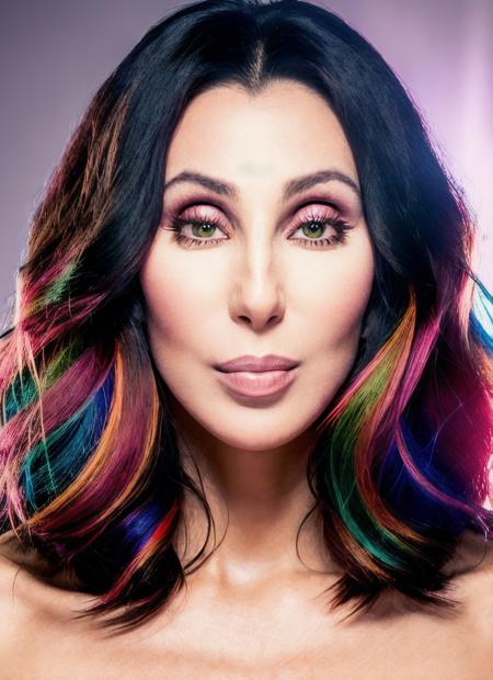 portrait of Cher, epic (photo, studio lighting, hard light, sony a7, 50 mm, matte skin, pores, colors, hyperdetailed, hyperrealistic), <lyco:Cher:1.2>