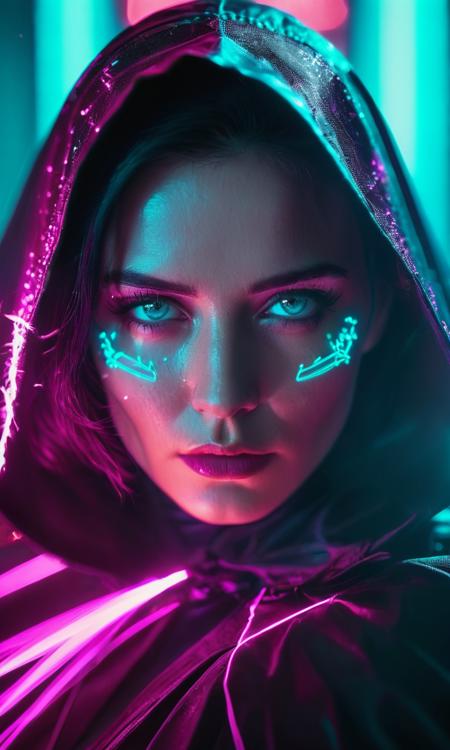 cinematic still glowneon, cinematic film still, woman with glowing eyes, sparks, black cape, magenta and cyan . emotional, harmonious, vignette, 4k epic detailed, shot on kodak, 35mm photo, sharp focus, high budget, cinemascope, moody, epic, gorgeous, film grain, grainy, gothic style glowneon, cinematic film still, woman with glowing eyes, sparks, black cape, magenta and cyan . dark, mysterious, haunting, dramatic, ornate, detailed, photograph glowneon, cinematic film still, woman with glowing eyes, sparks, black cape, magenta and cyan, 50mm . cinematic 4k epic detailed 4k epic detailed photograph shot on kodak detailed cinematic hbo dark moody, 35mm photo, grainy, vignette, vintage, Kodachrome, Lomography, stained, highly detailed, found footage, dark cyberpunk illustration of brutal glowneon, cinematic film still, woman with glowing eyes, sparks, black cape, magenta and cyan in a world without hope, ruled by ruthless criminal corporations. best quality, high resolution, glowneon, cinematic film still, woman with glowing eyes, sparks, black cape, magenta and cyan, highly detailed, stunning composition, intricate, elegant, dynamic, sharp focus, beautiful light, epic, fine ambient background, professional, enhanced quality, structured, deep color, exposed colors, inspired, full, complex, vibrant detail, rich vivid, amazing, emotional