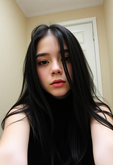 front camera selfie of a goth girl