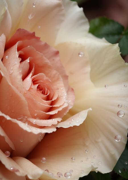 realistic image of a rose flower, water drops