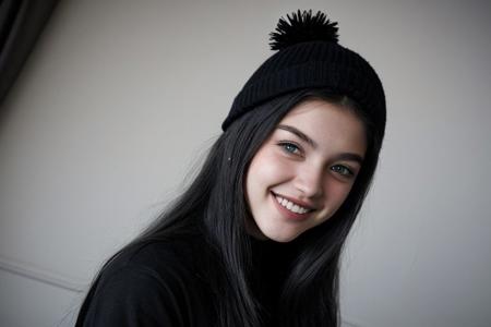 Teen brunnete nordic goth girl | tattoo | smile | dark | in dark room | Adult | Dark | High quality