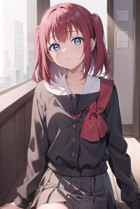 rubykurosawa, <lora:rubykurosawa-lora-nochekaiser:1>, 
ruby kurosawa, aqua eyes, medium hair, red hair, two side up, twintails, (flat chest:1.2), 
BREAK black socks, bow, bowtie, brown footwear, buttons, grey sailor collar, grey skirt, loafers, long sleeves, miniskirt, pleated skirt, sailor collar, school uniform, serafuku, shirt, shoes, skirt, uranohoshi school uniform, white shirt, winter uniform, yellow bow, yellow bowtie,
BREAK looking at viewer, 
BREAK indoors, classroom, 
BREAK <lyco:GoodHands-beta2:1>, (masterpiece:1.2), best quality, high resolution, unity 8k wallpaper, (illustration:0.8), (beautiful detailed eyes:1.6), extremely detailed face, perfect lighting, extremely detailed CG, (perfect hands, perfect anatomy),