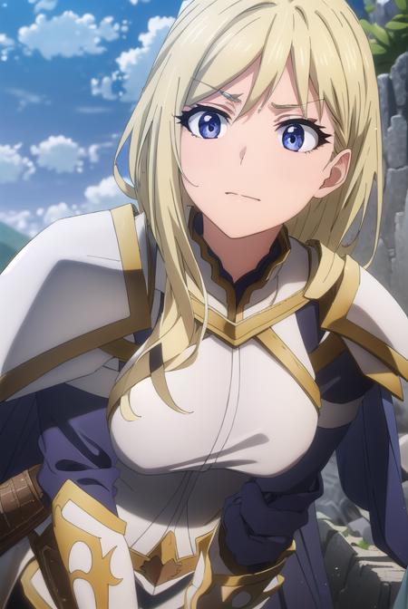 femaleknight, <lyco:femaleknight-lyco-nochekaiser:1>, 
female knight, long hair, blue eyes, blonde hair,
BREAK weapon, sword, cape, armor, shoulder armor, gauntlets, pauldrons, breastplate, knight,
BREAK outdoors, forest, grass, nature, sky, cloud, sun,
BREAK looking at viewer, (cowboy shot:1.5),
BREAK <lyco:GoodHands-beta2:1>, (masterpiece:1.2), best quality, high resolution, unity 8k wallpaper, (illustration:0.8), (beautiful detailed eyes:1.6), extremely detailed face, perfect lighting, extremely detailed CG, (perfect hands, perfect anatomy),