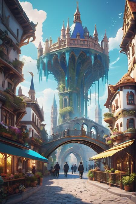 <lora:DonMPl4sm4T3chXL:1> DonMPl4sm4T3chXL, a grand capital city nestled in the heart of a magical realm inspired by Dungeons and Dragons. The city stands as a testament to both architectural splendor and mystical enchantments. The streets are bustling with life, filled with a diverse array of creatures, both human and fantastical, going about their daily routines. The buildings showcase a harmonious blend of traditional medieval design and whimsical magical enhancements. Ornate bridges span over flowing rivers and canals, connecting various districts of the city. Gardens and parks are interspersed throughout, teeming with vibrant, otherworldly flora and fauna. In the central square, a magnificent fountain serves as a gathering place, its waters sparkling with magical energies.