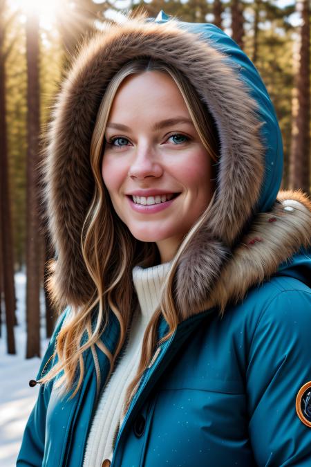 <lora:Almost_Famous_001e10:0.8> ari_af_001, (Style-DoF:1), (Style-EMCG:1), blonde, blue eyes, closeup, snowing, fur trim, (white parka:1.2), smiling, snowy forest background, profile, looking at viewer,   <lora:detail_slider_v4:1>, (Style-GHL:1.2), frosty